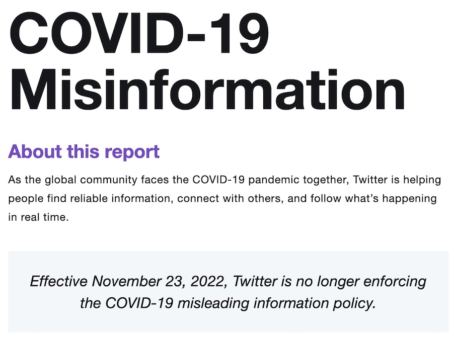 Twitter will no longer enforce COVID-19 policy